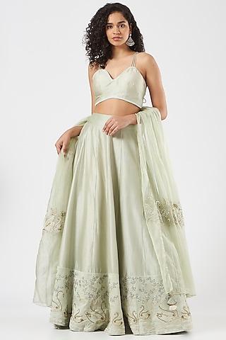 sea green embroidered lehenga set