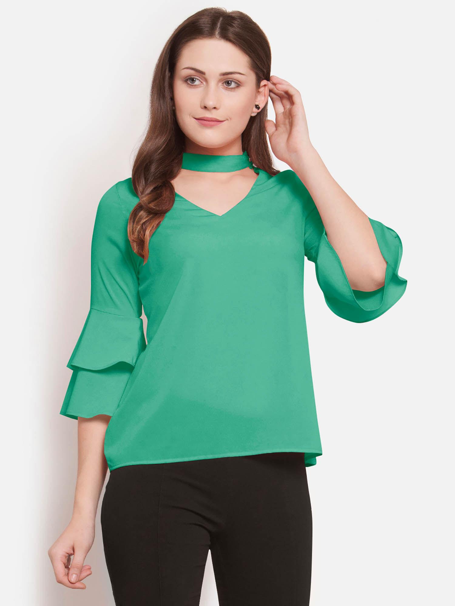 sea green neck band top