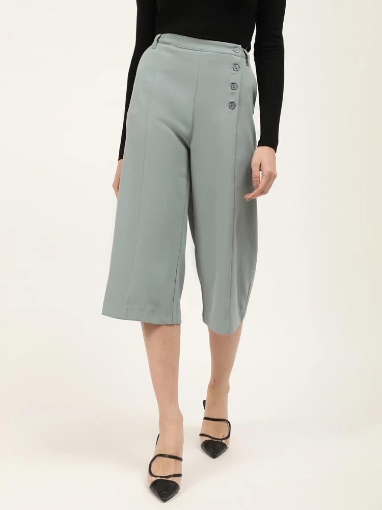 sea green regular fit solid trouser