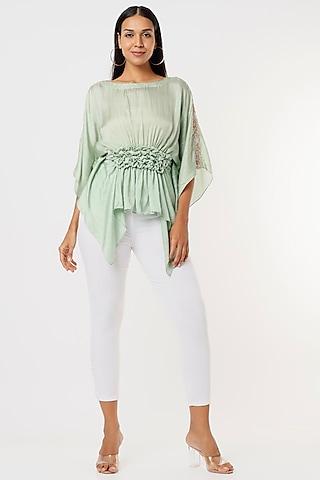 sea green satin tunic