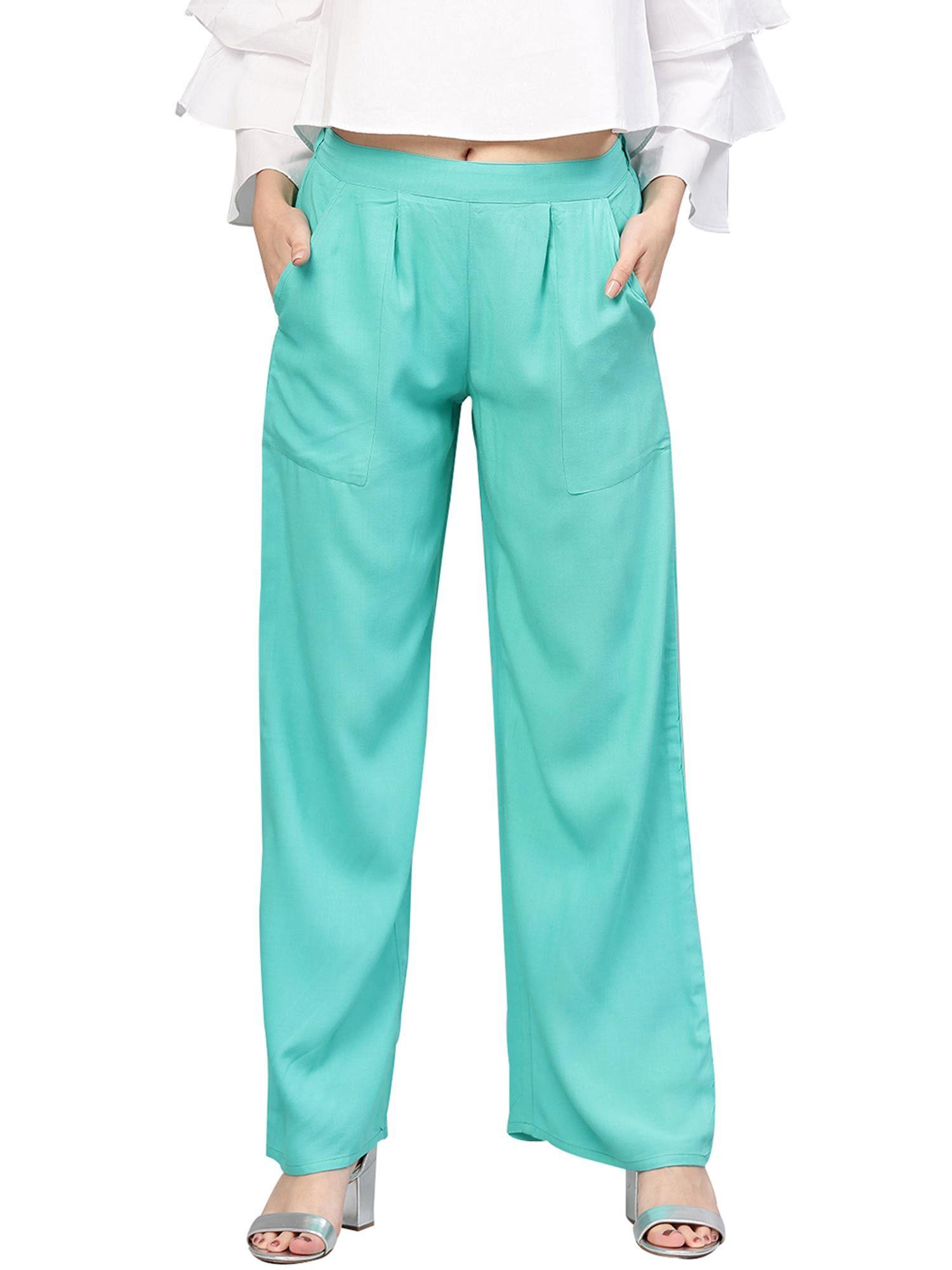 sea green solid rayon palazzo