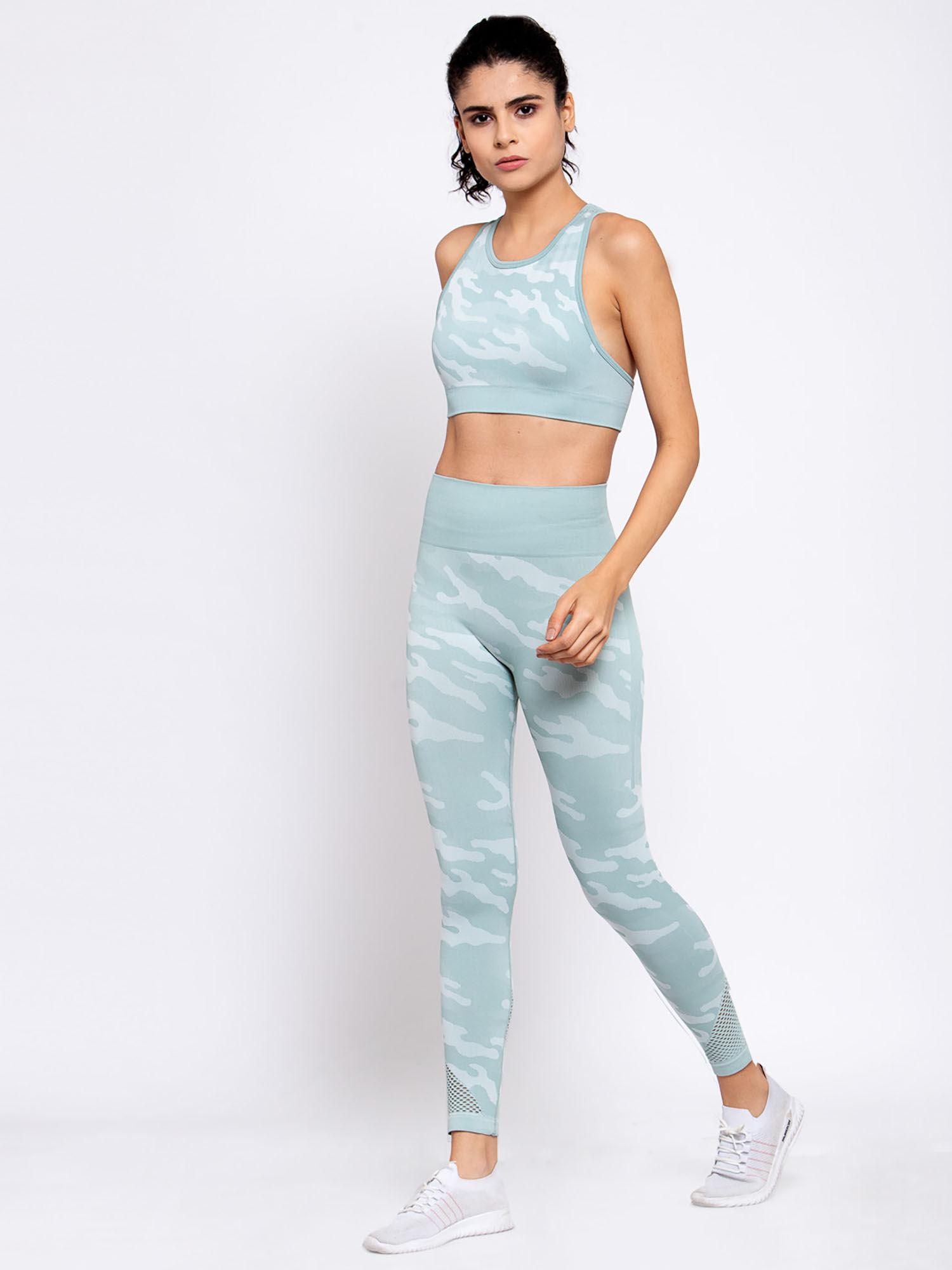 seamless camo yoga with high waist leggings & crop top (set of 2)