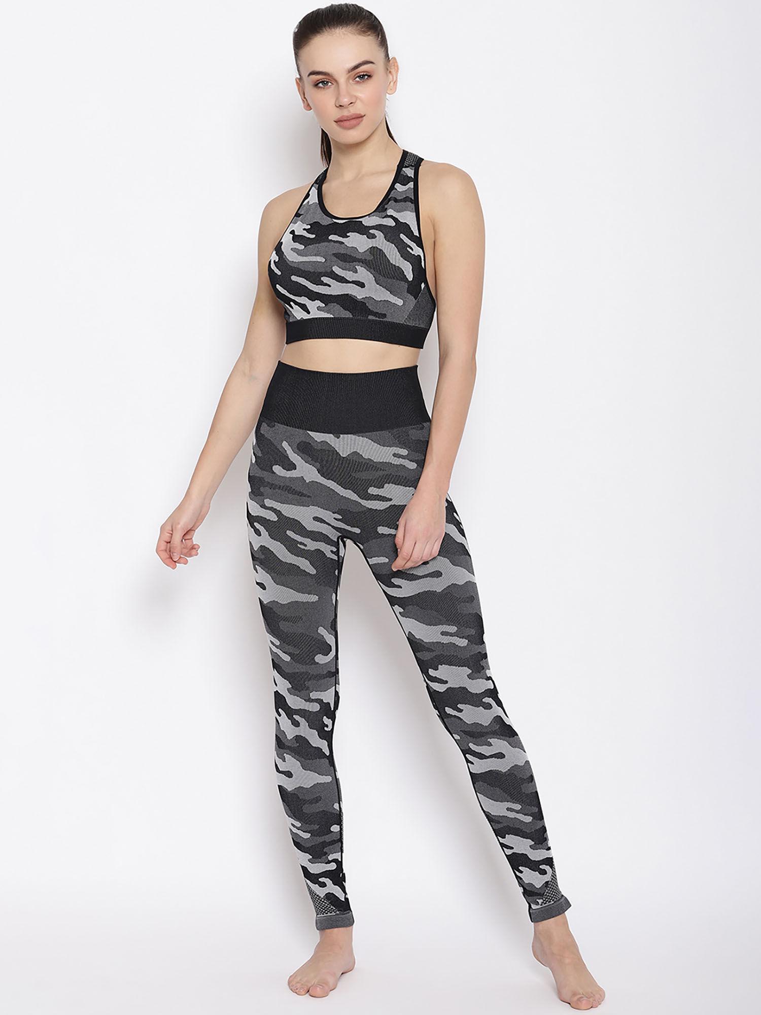 seamless camo yoga with high waist leggings & crop top (set of 2)