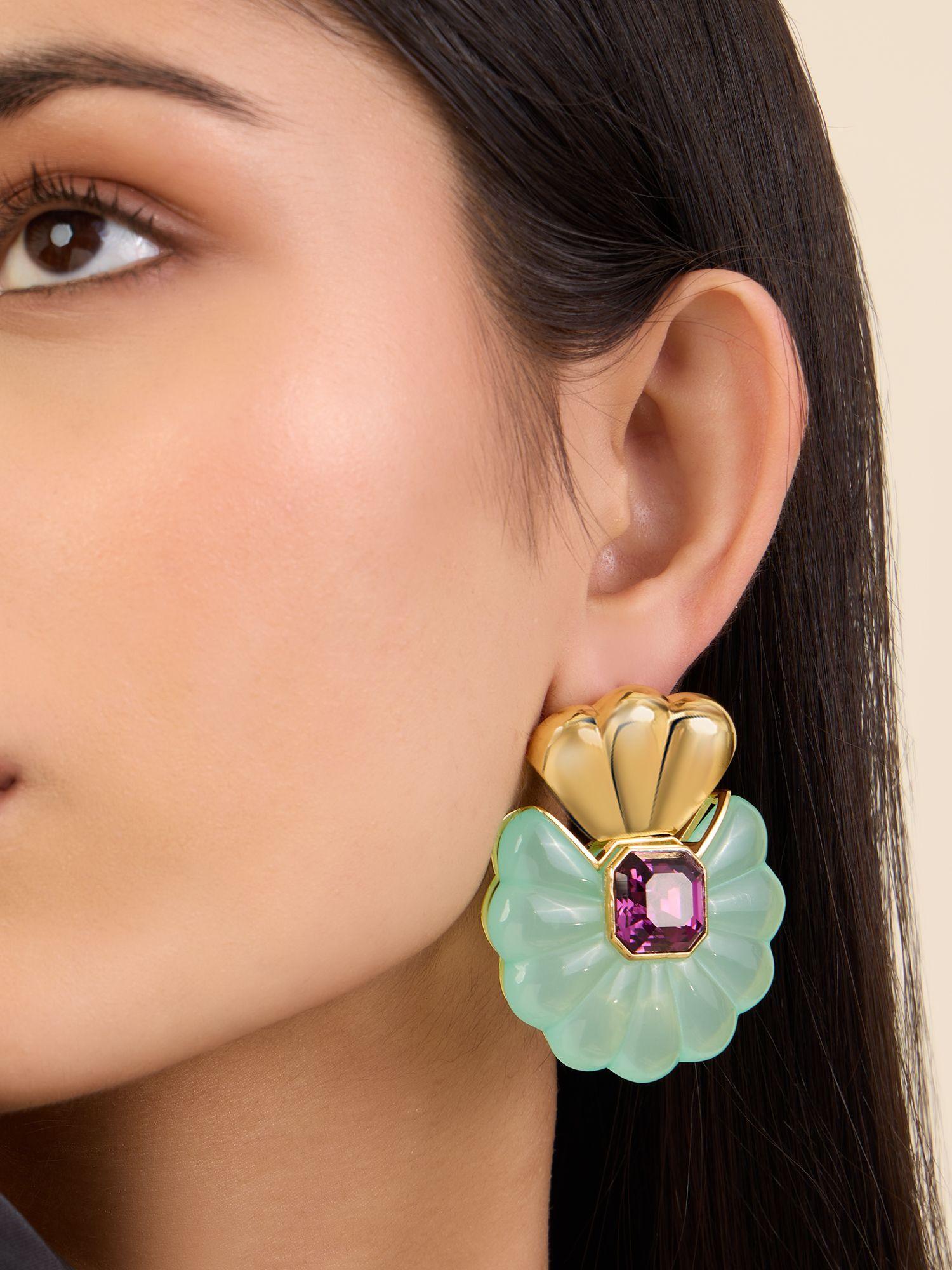 seashell libra in 18kt gold plated earrings
