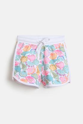 seashells cotton shorts for girls - multi