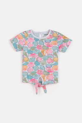 seashells cotton top with knot for girls - multi