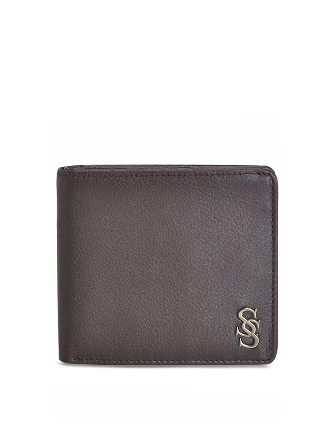 second skin men brown solid two fold leather wallet