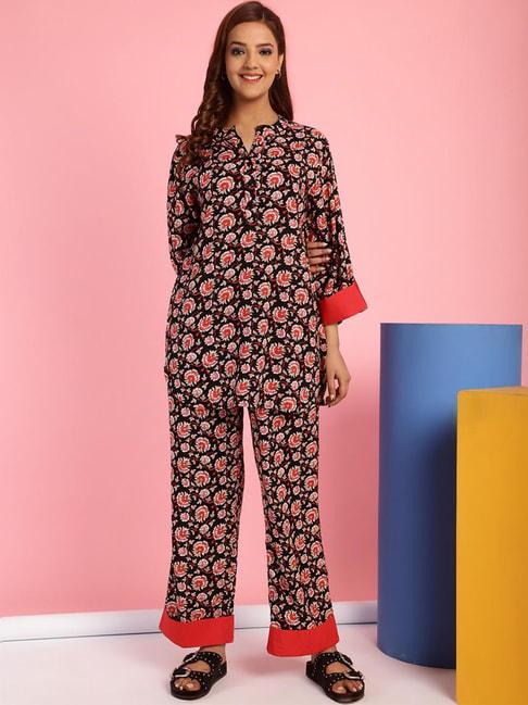 secret-wish-black-printed-tunic-&-pyjamas-set