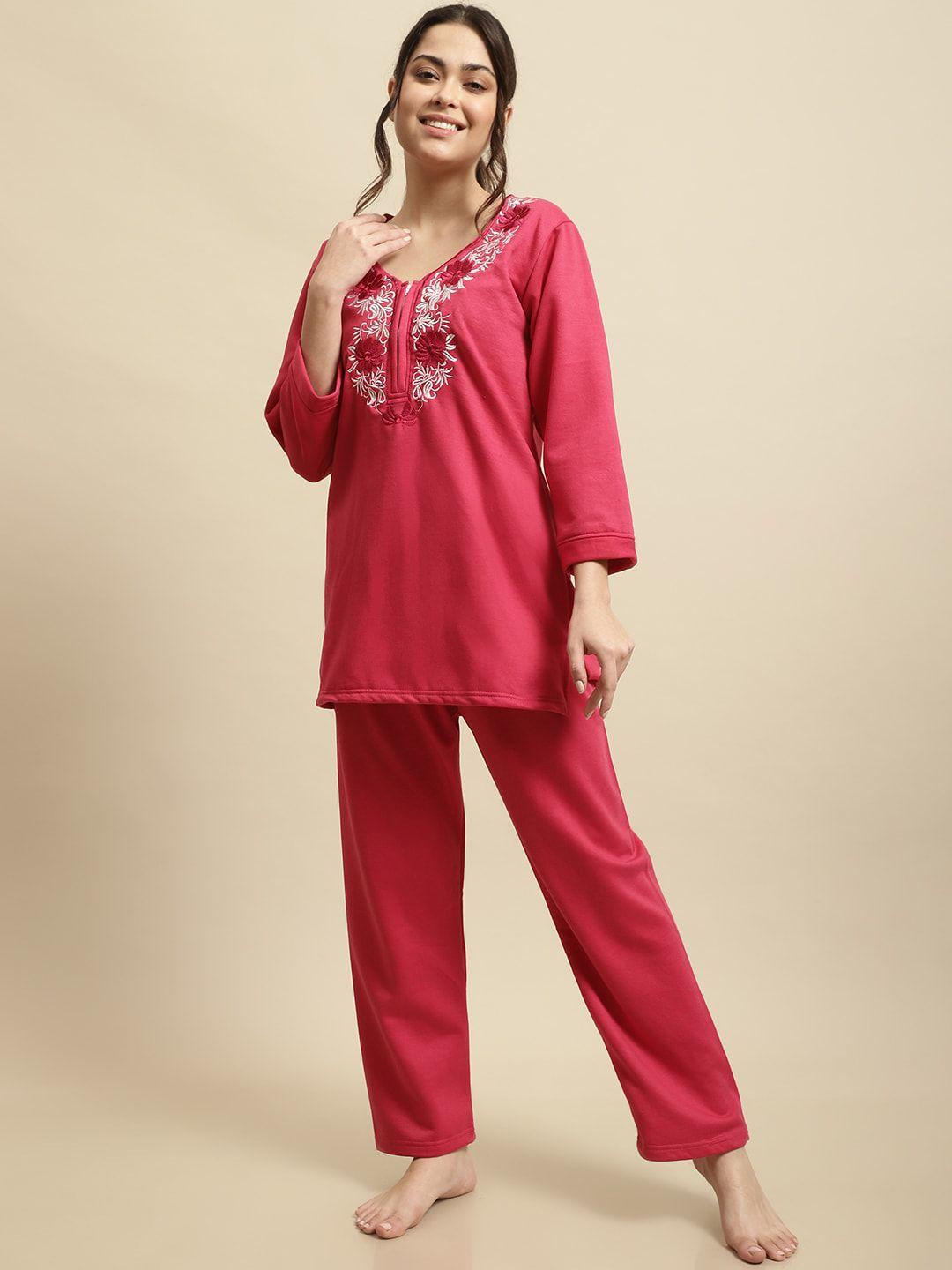 secret wish floral embroidered night suit