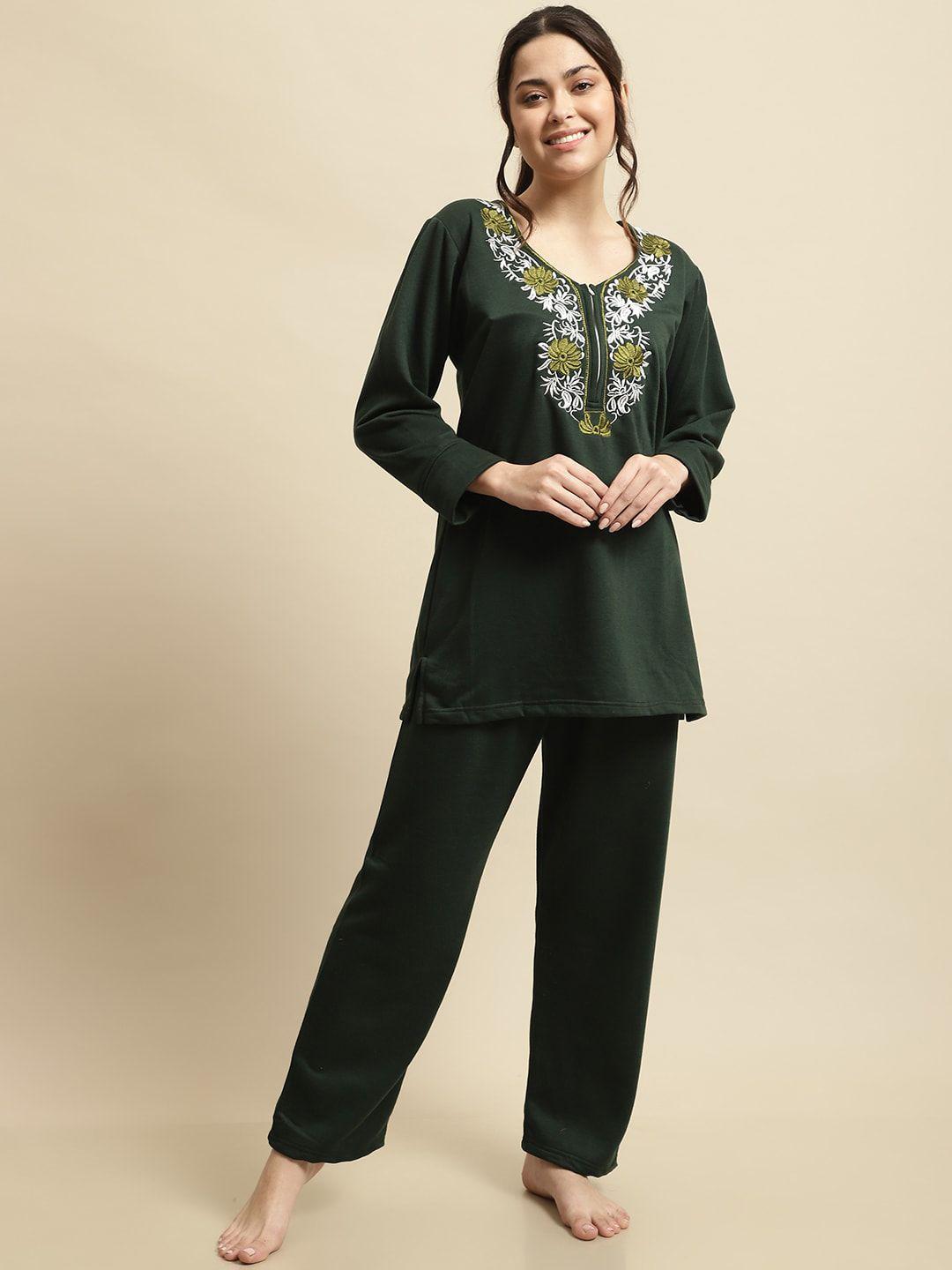 secret wish floral embroidered night suit