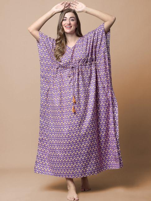 secret wish purple floral print kaftan dress