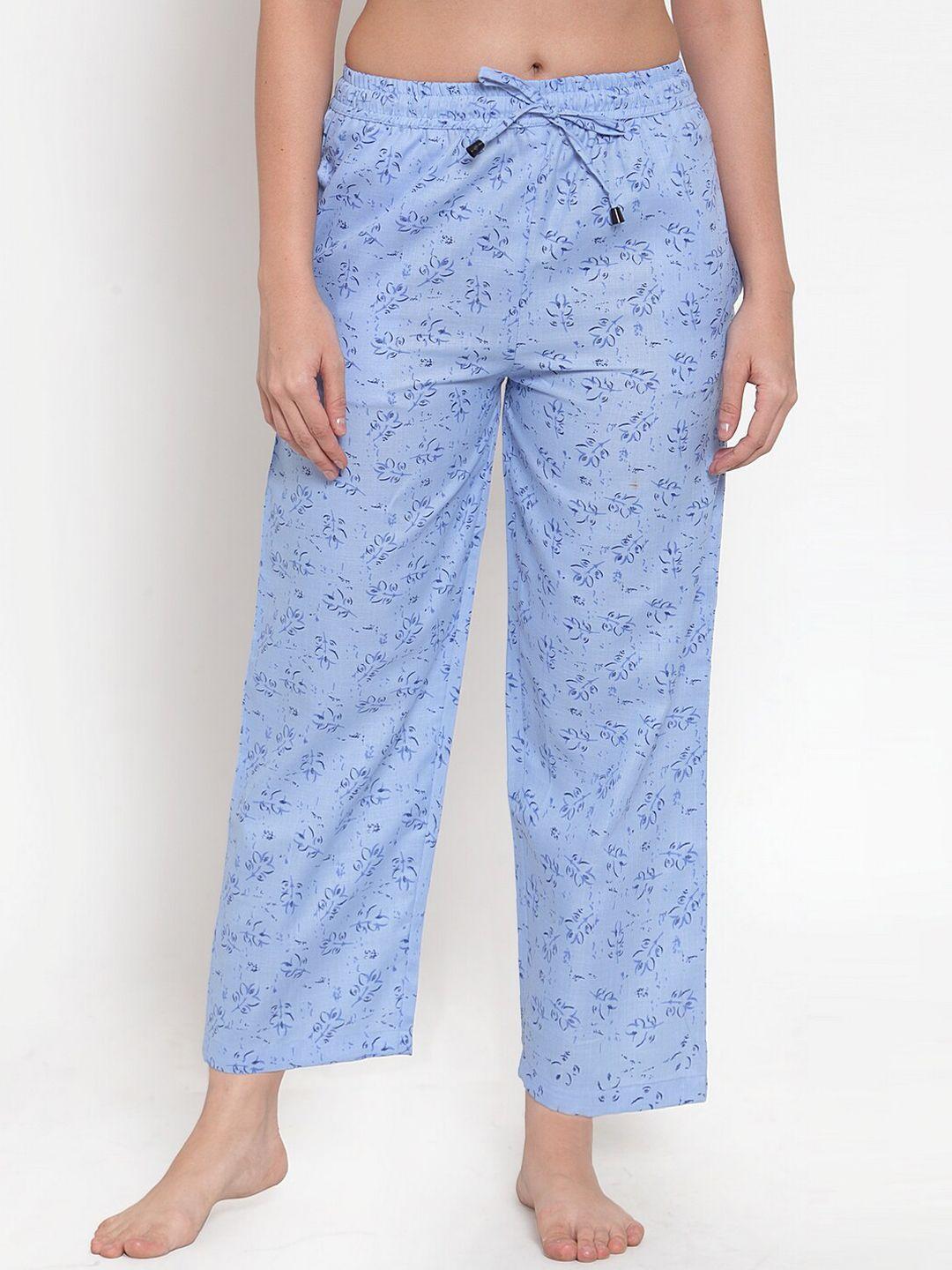 secret wish women blue cotton printed lounge pants