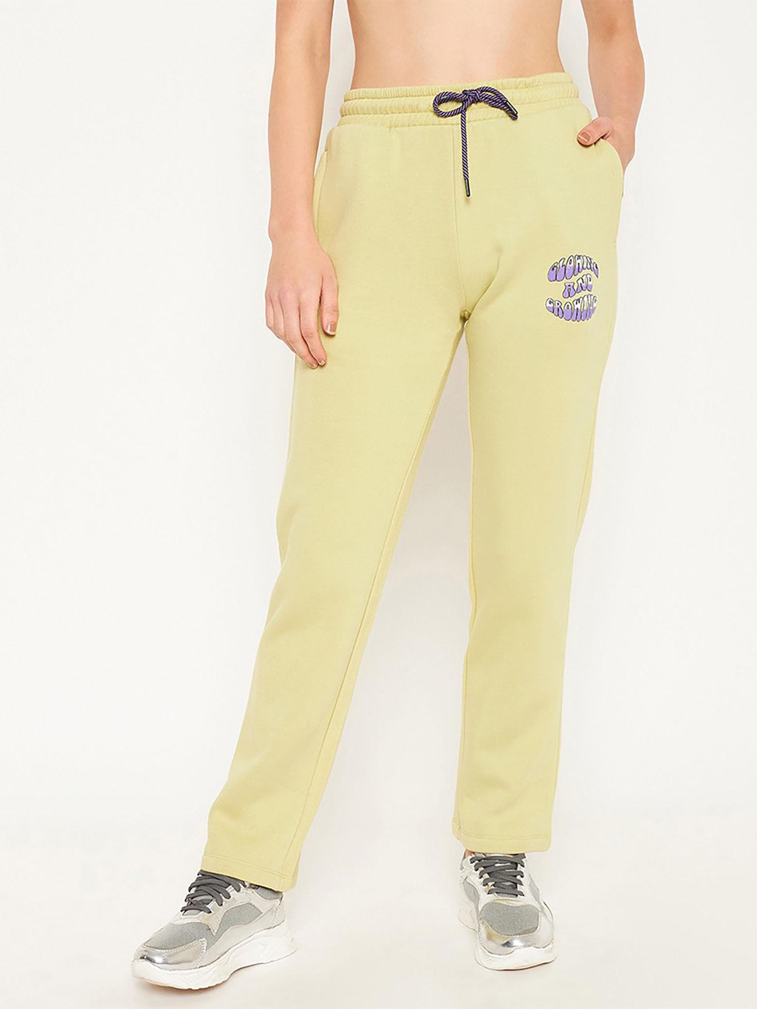 secret graphic print yellow drawstring track pant