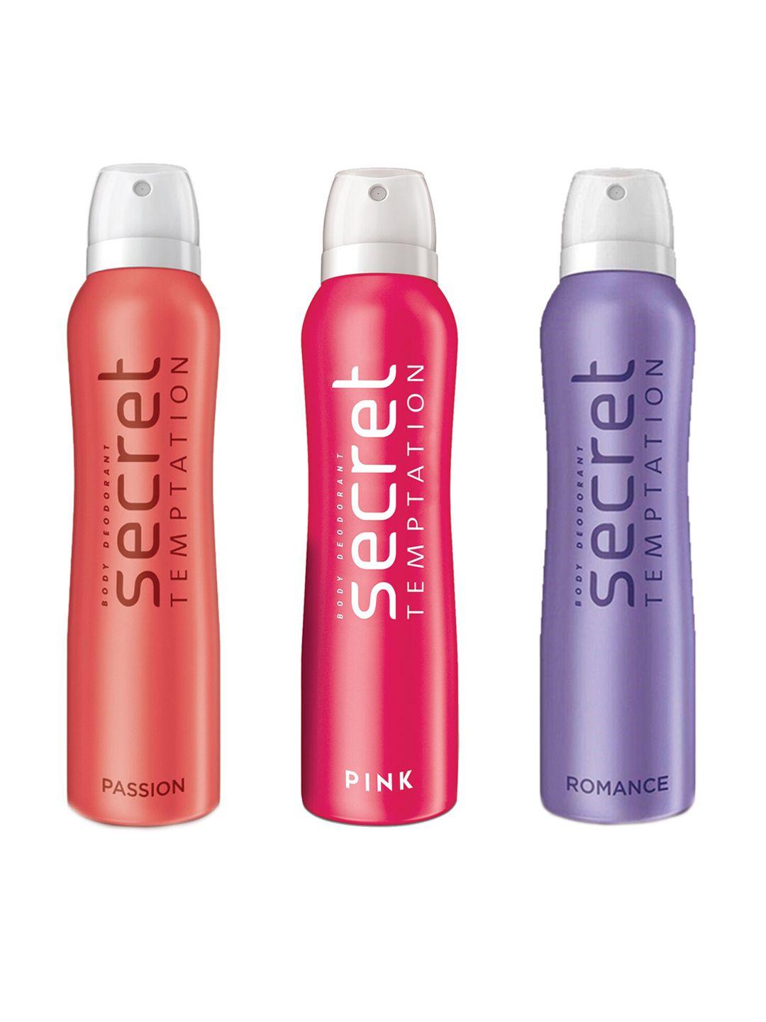 secret temptation set of 3 deodorant - romance, passion and pink