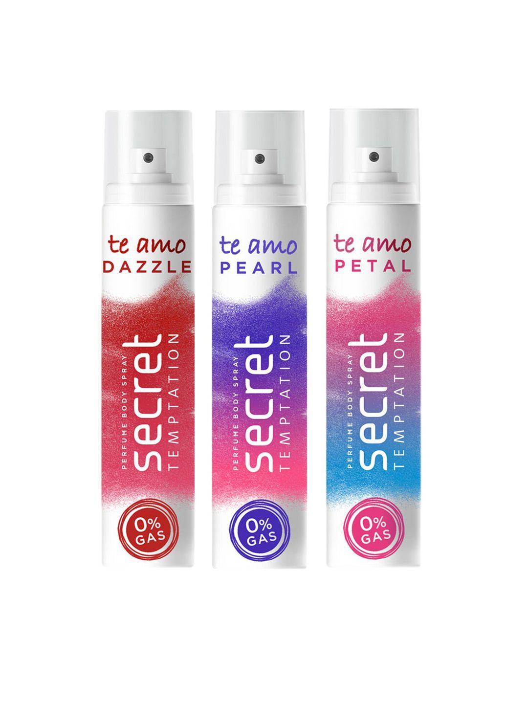secret temptation women set of 3 te amo dazzle, pearl & petal perfume body spray - 120ml