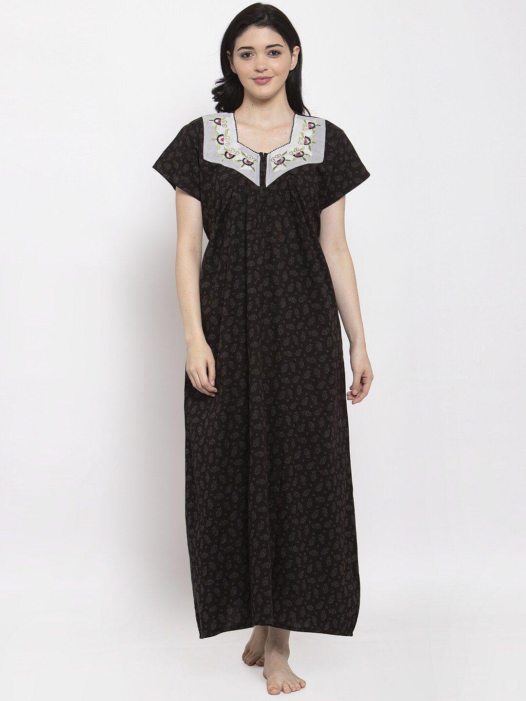 secret wish black printed nightdress