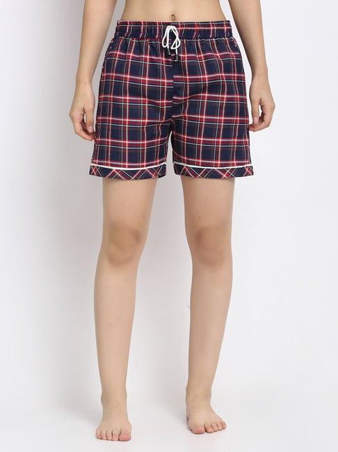 secret wish blue & red checks shorts