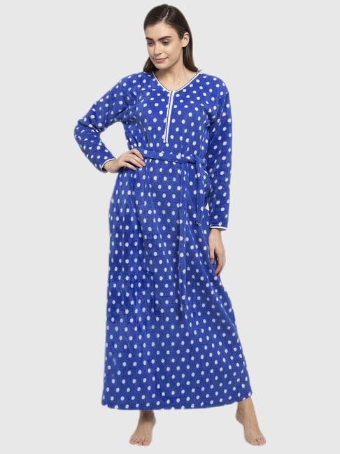 secret wish blue polka dot sleepwear robes