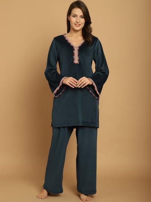 secret wish blue tunic with lounge pants