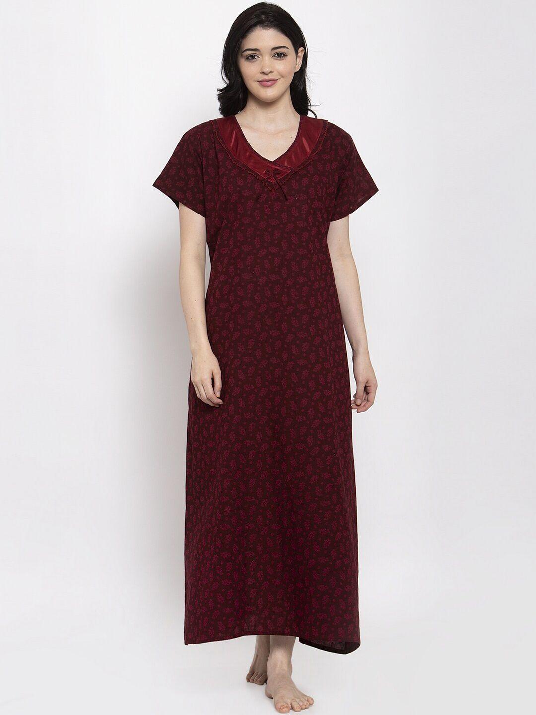 secret wish burgundy printed nightdress