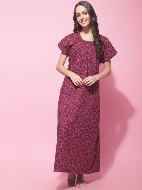 secret wish dark pink floral print nighty