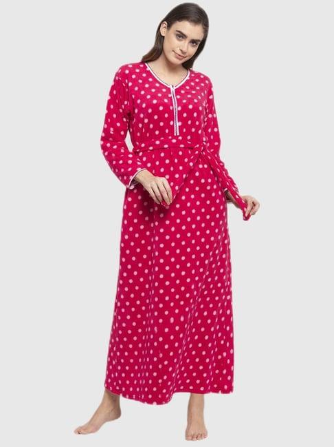 secret wish dark pink polka dot sleepwear robes
