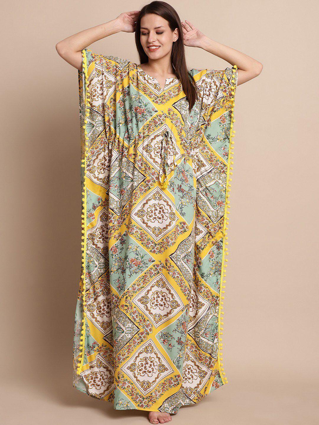 secret wish ethnic printed kaftan nightdress