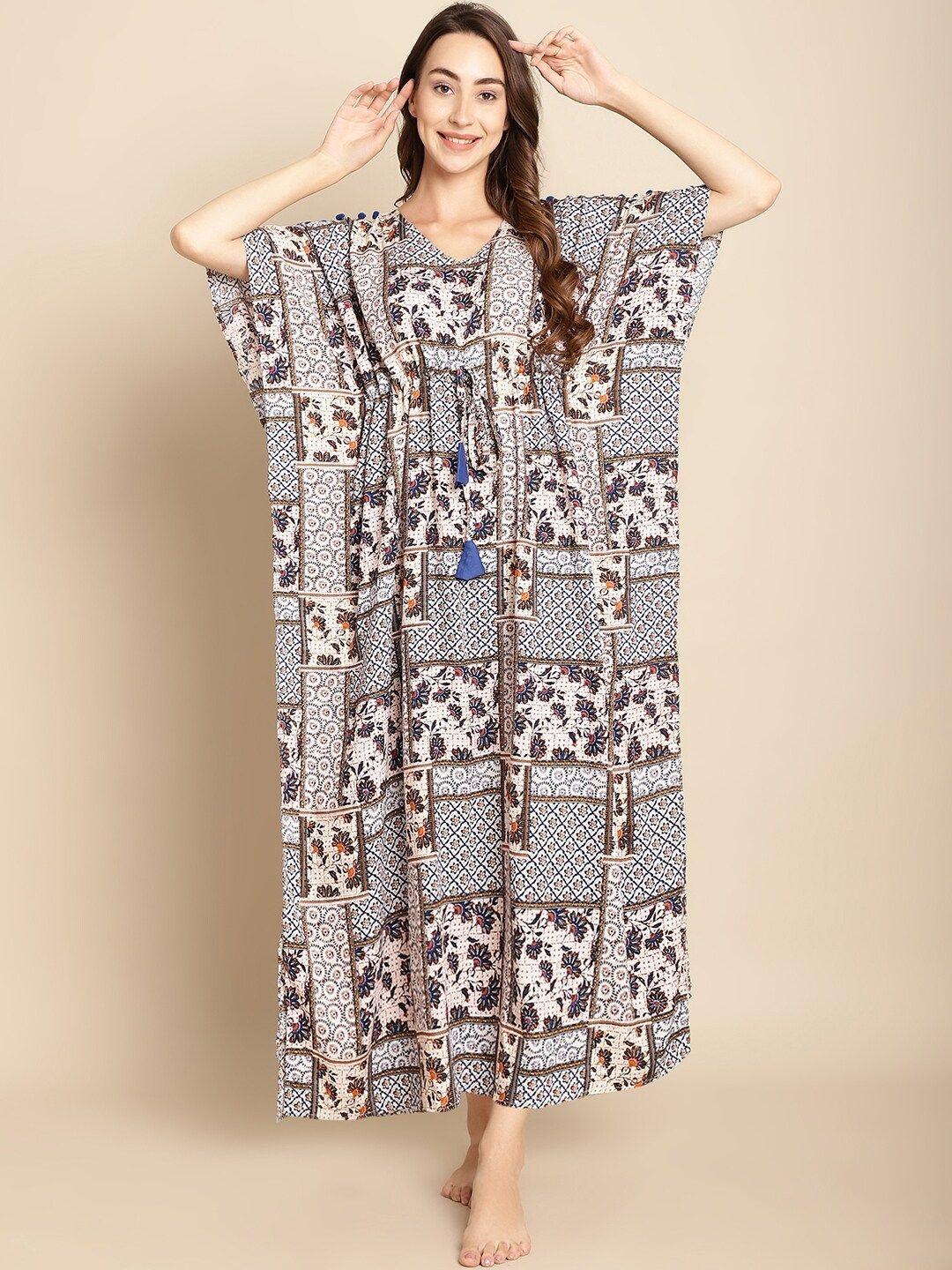 secret wish floral printed kaftan maxi nightdress