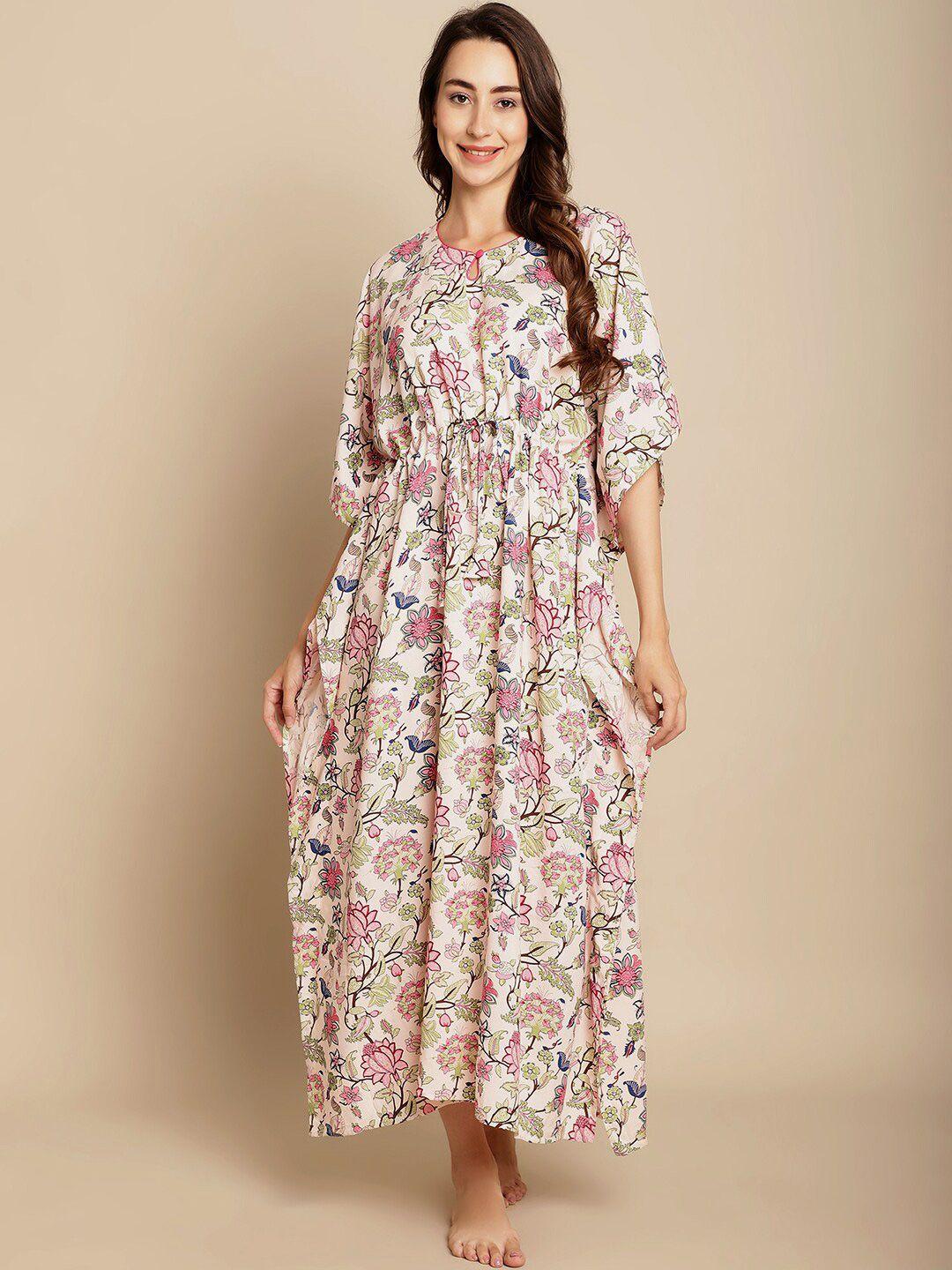 secret wish floral printed maxi kaftan nightdress