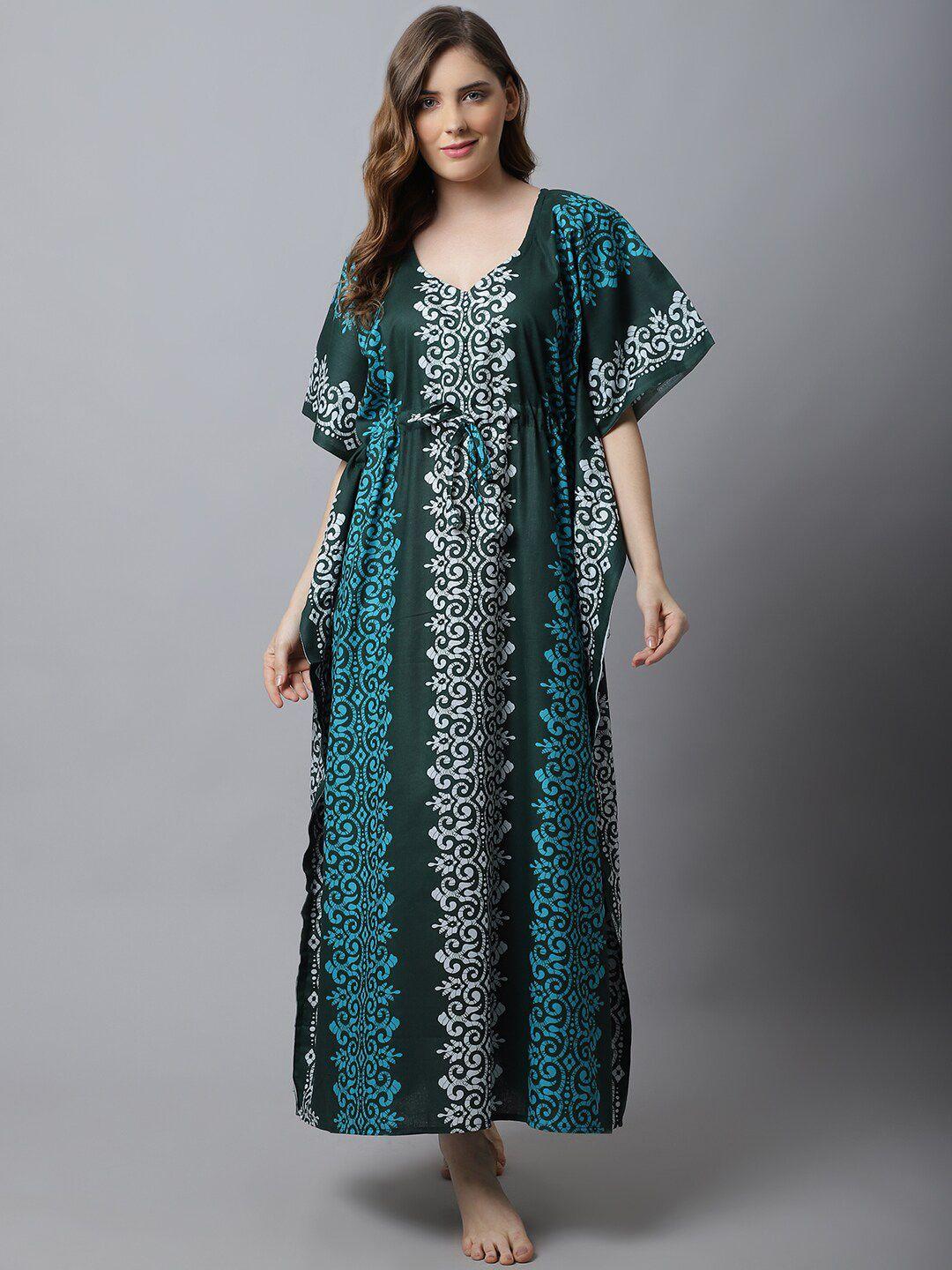 secret wish green printed maxi nightdress