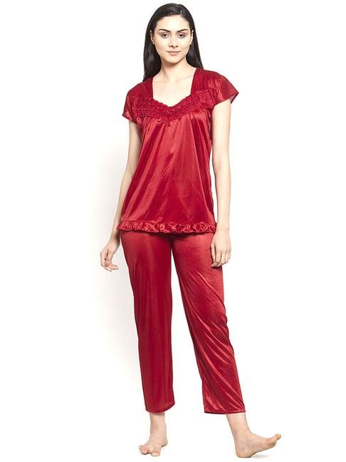 secret wish maroon top with pyjamas