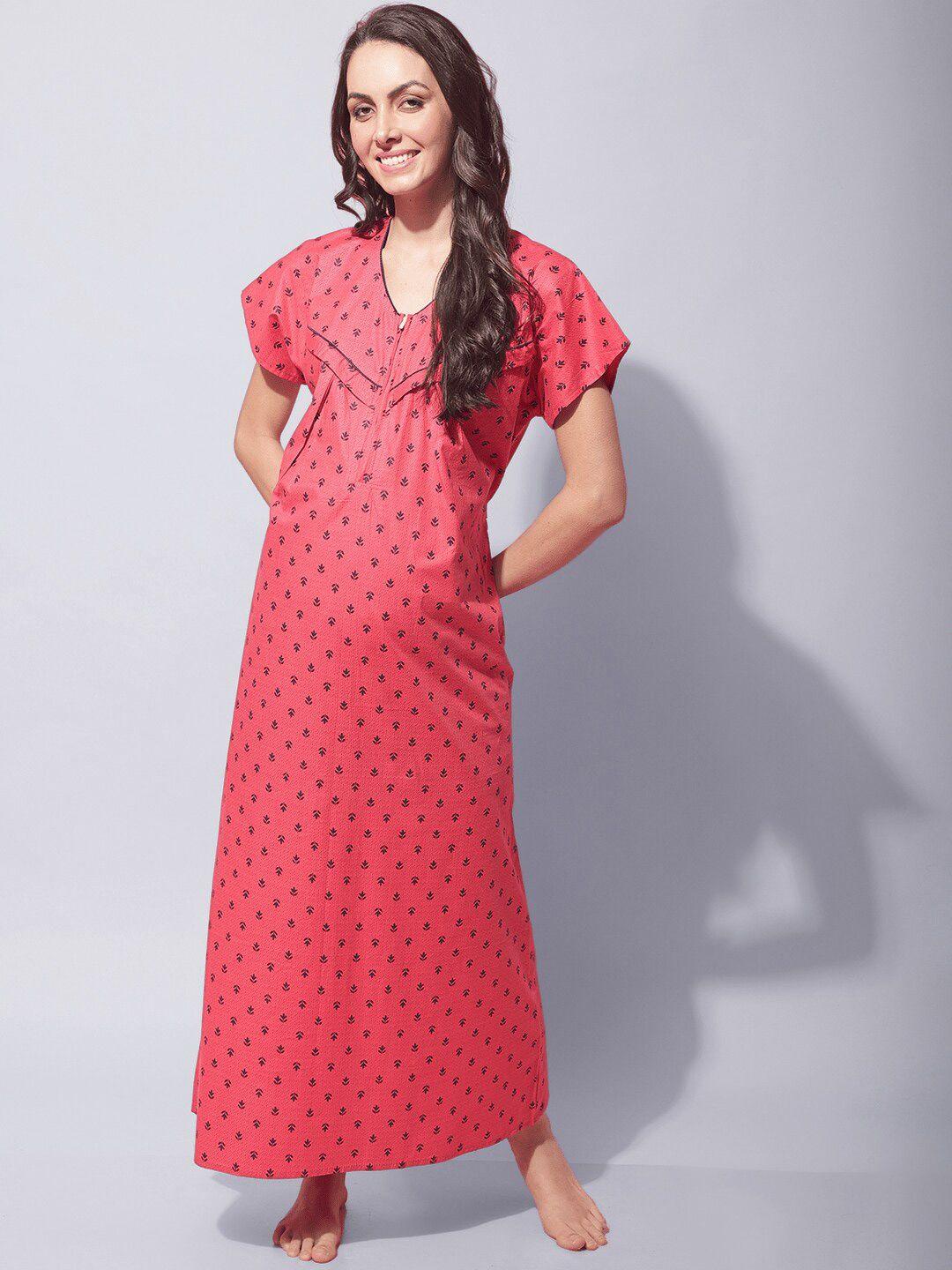 secret wish maternity floral printed pure cotton maxi nightdress