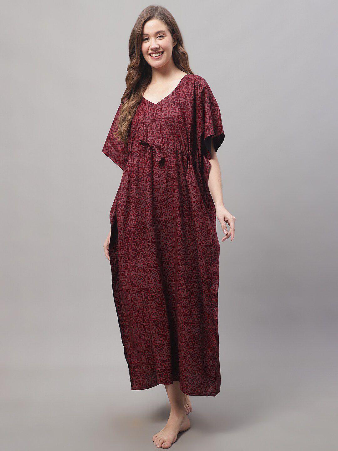 secret wish printed cotton kaftan maxi nightdress