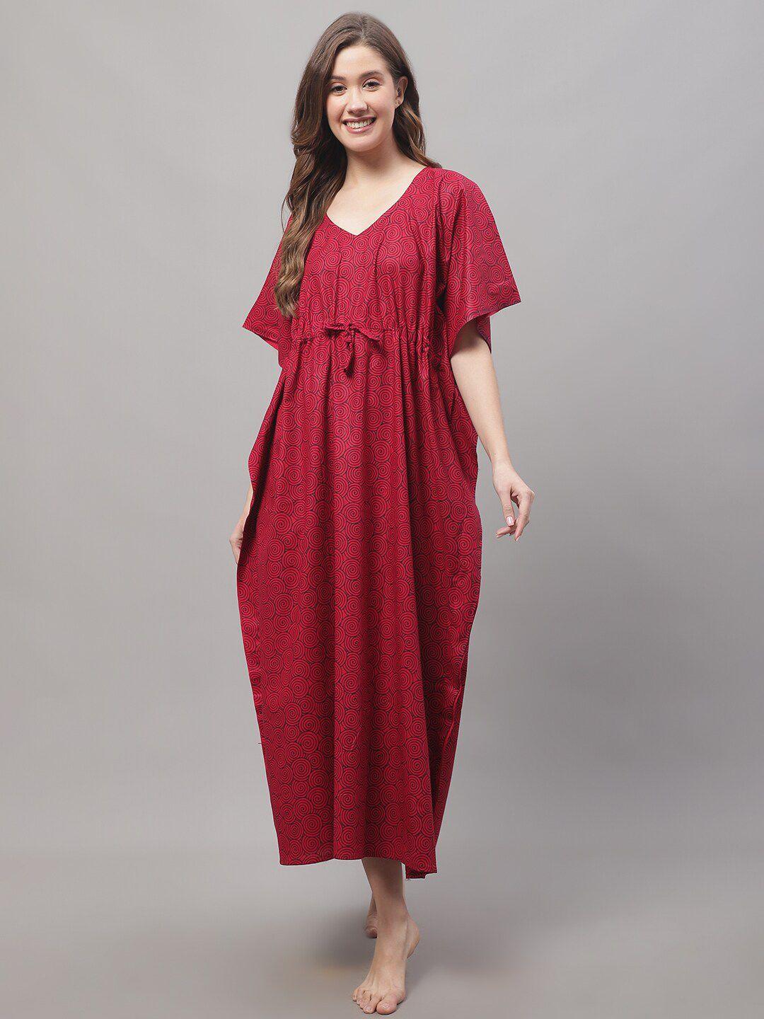 secret wish printed pure cotton kaftan maxi nightdress