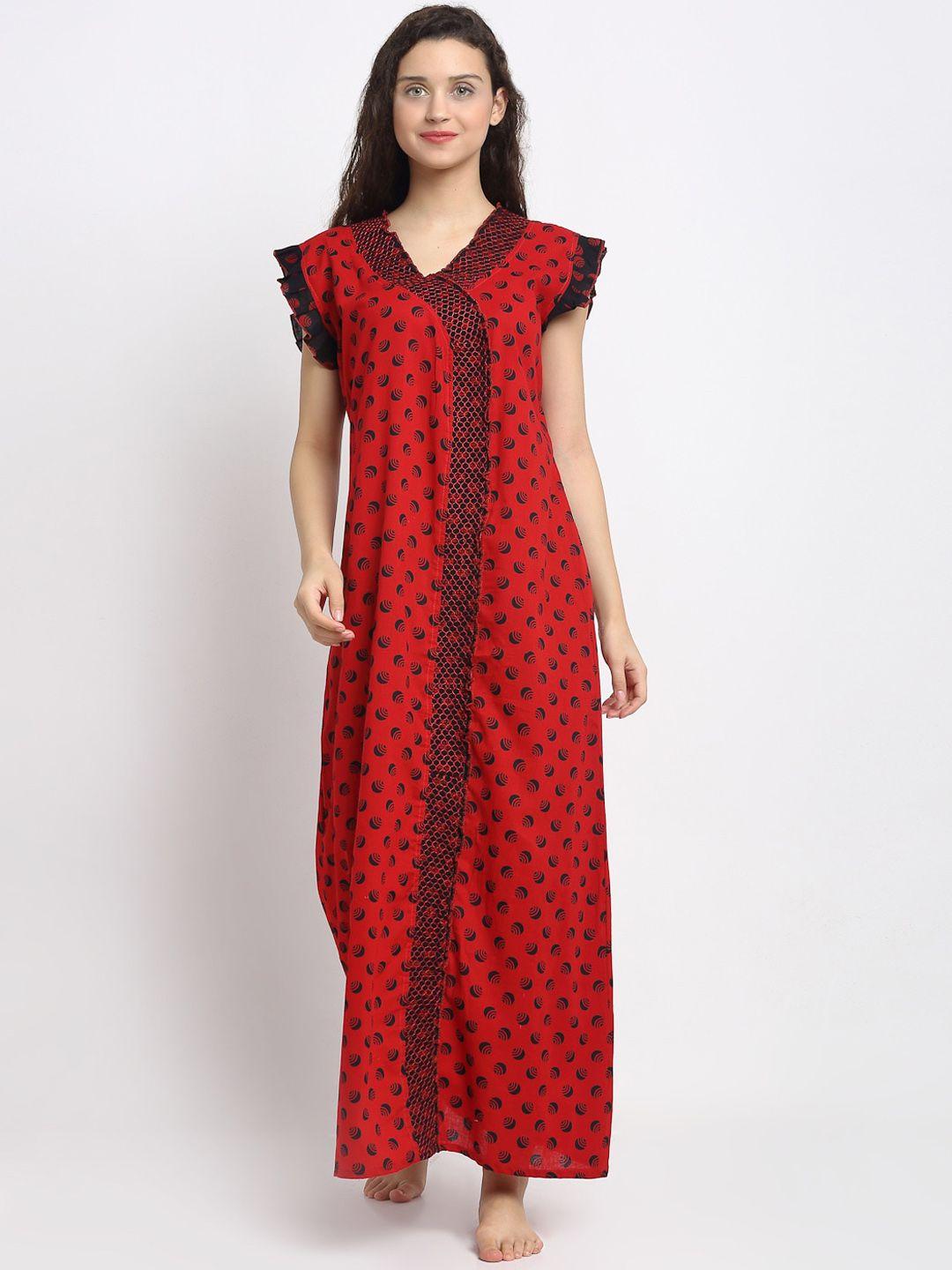 secret wish red & black printed nightdress