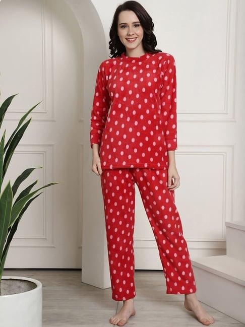 secret wish red polka dot pullover with lounge pants