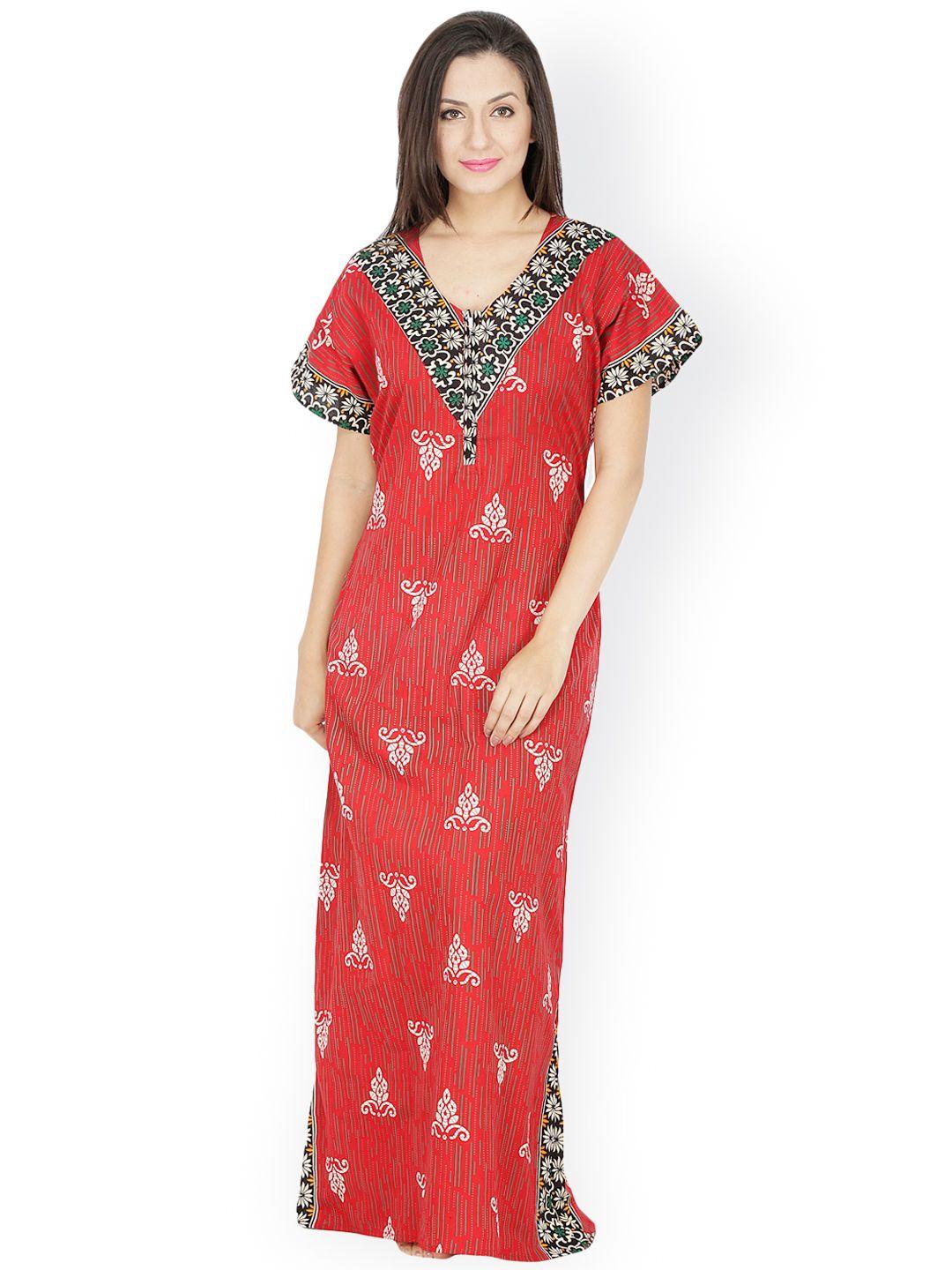 secret wish red printed maxi nightdress nt-130