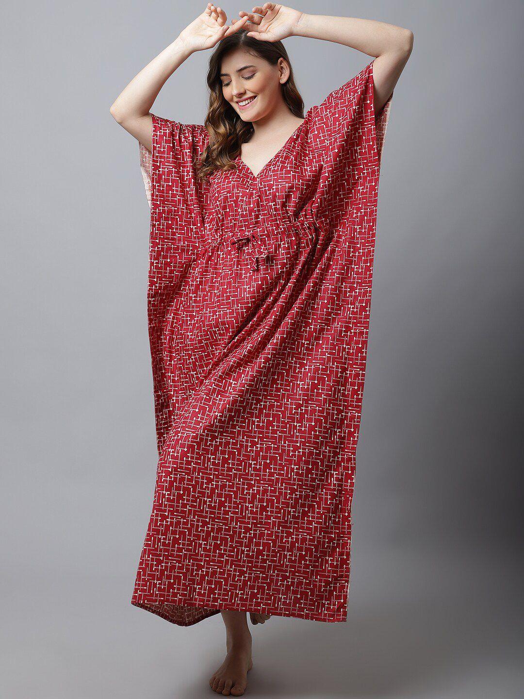 secret wish red printed maxi nightdress