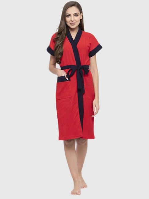 secret wish red solid sleepwear robes