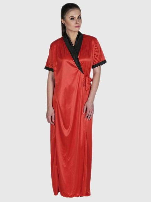 secret wish red solid sleepwear robes