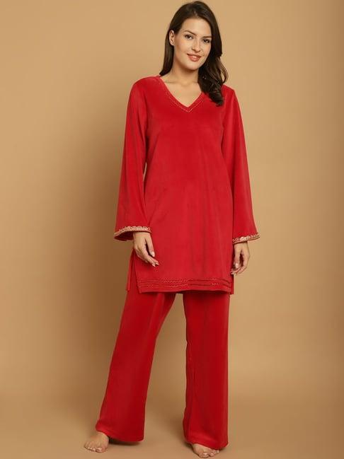 secret wish red tunic with lounge pants