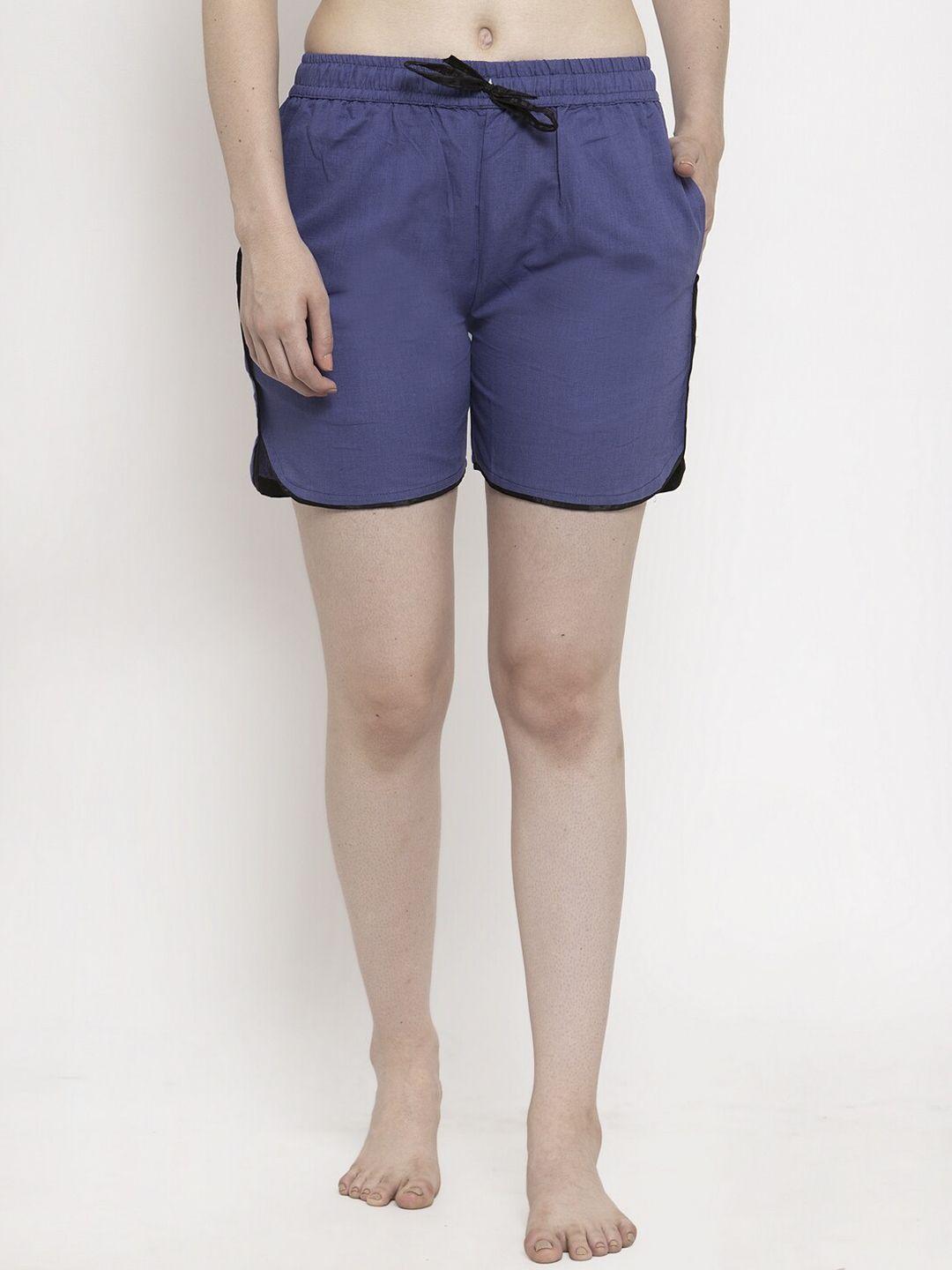 secret wish women blue solid lounge shorts sc-sh-035-145-s