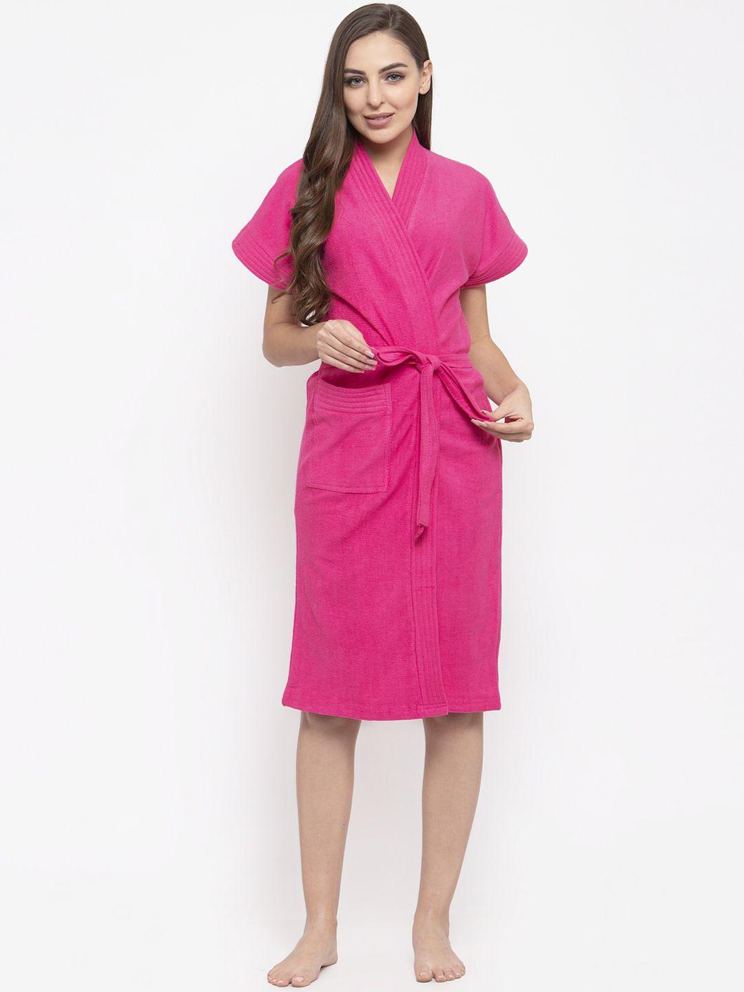 secret wish women pink solid bath robe
