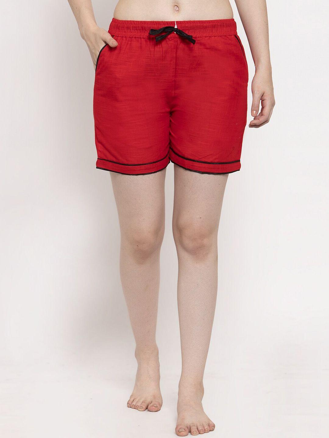 secret wish women red solid lounge shorts