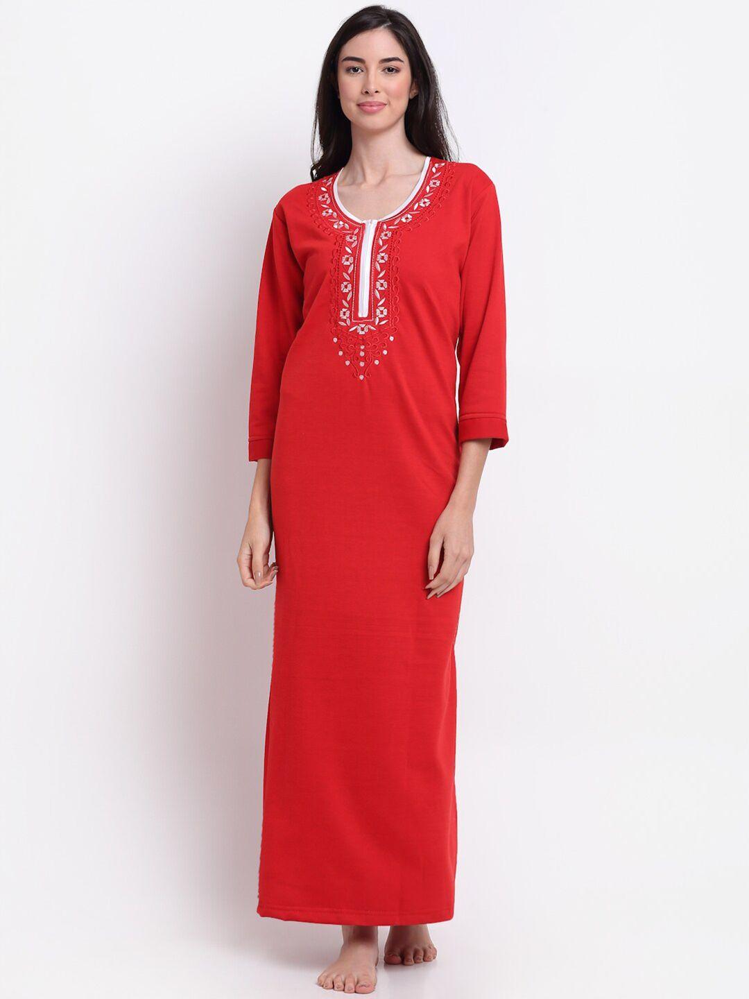 secret wish women red woolen maxi nightdress