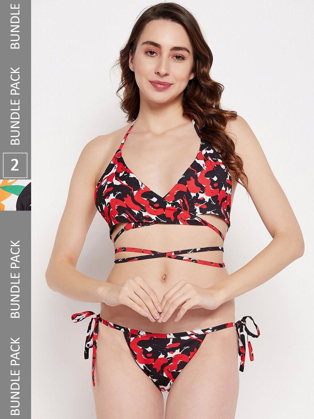 secrets by zerokaata pack of 2 assorted abstract printed non-padded lingerie set