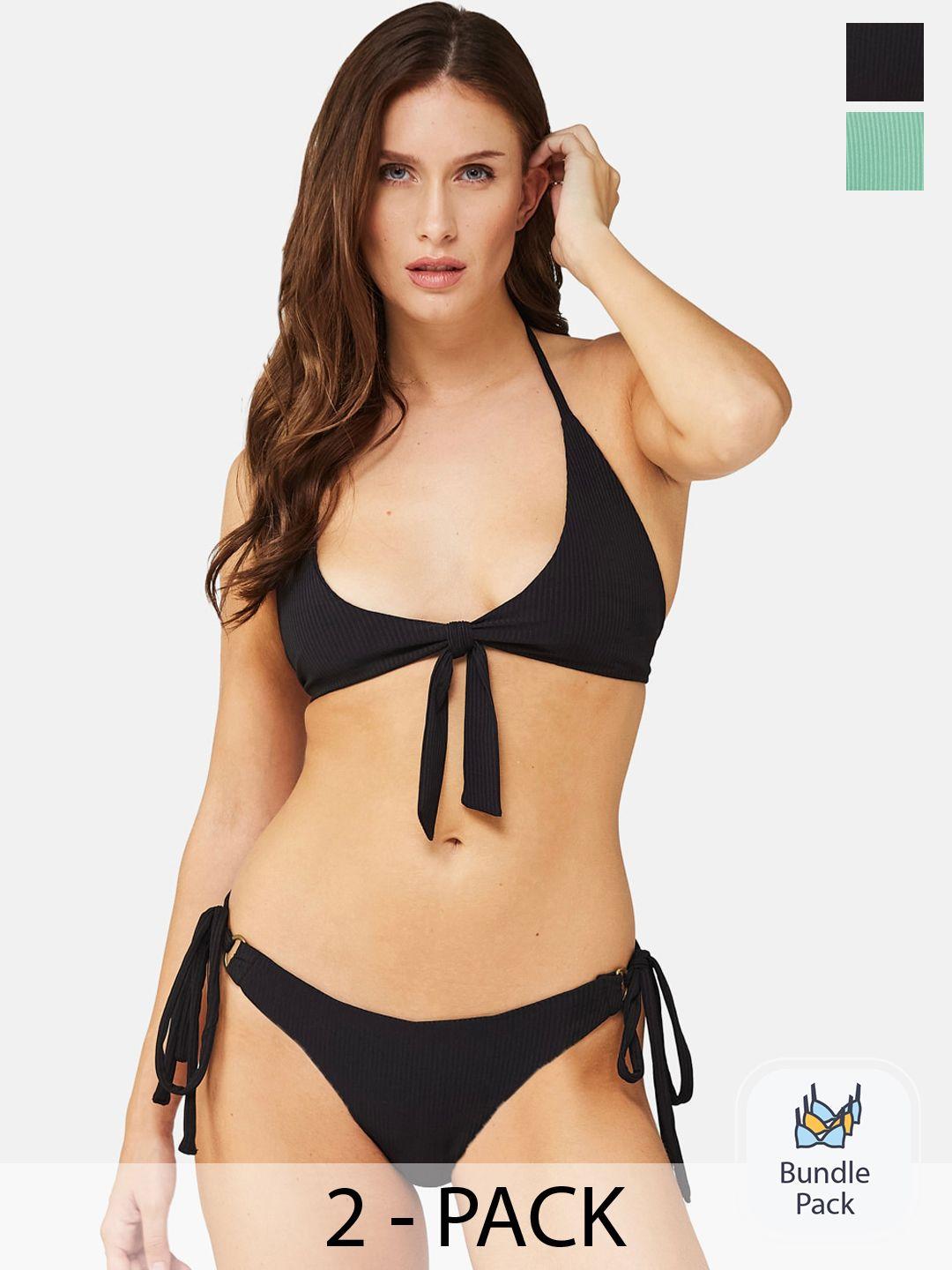 secrets by zerokaata pack of 2 assorted ribbed stretchable swim bikini set