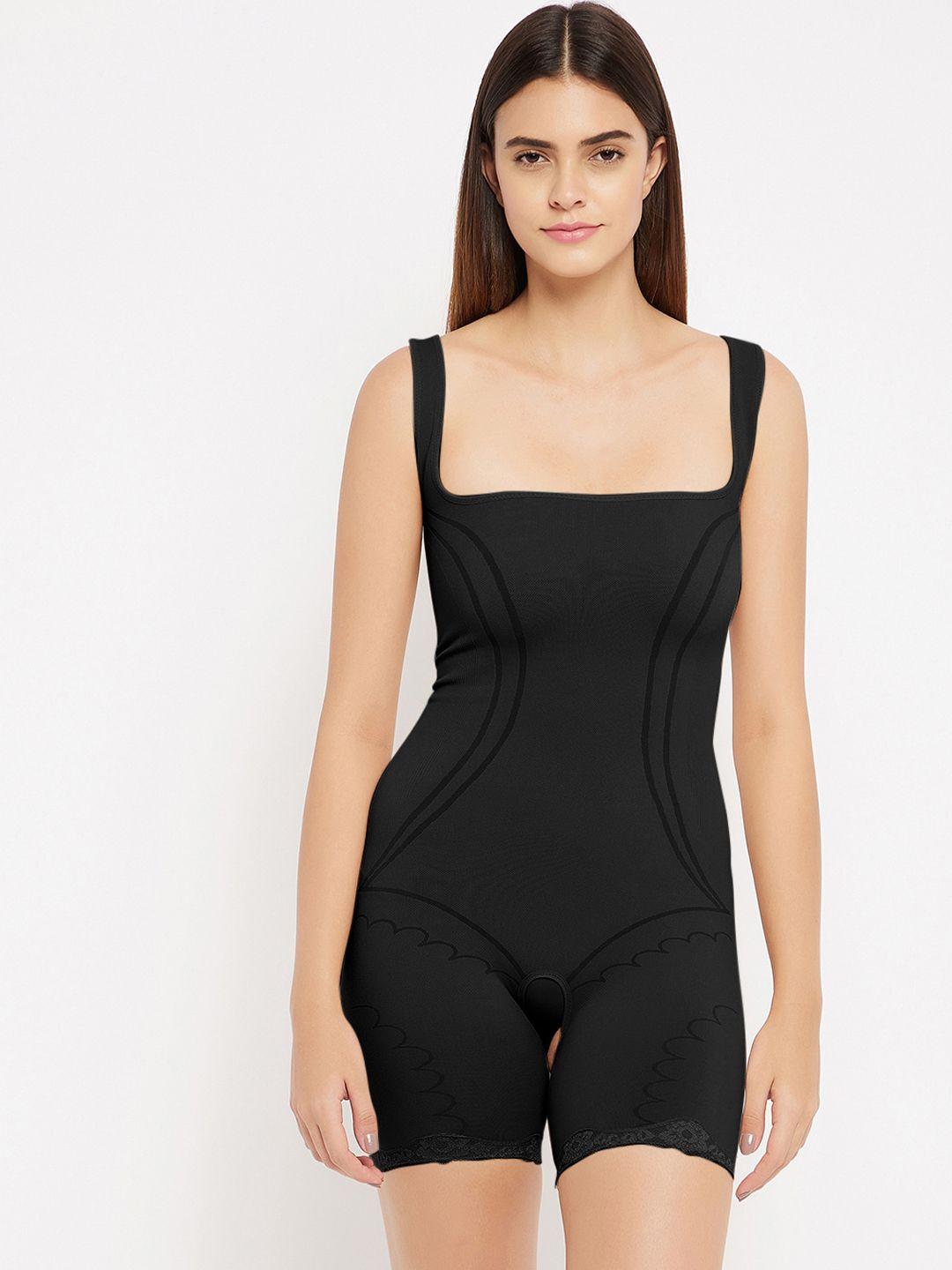 secrets by zerokaata women black solid full body shaper