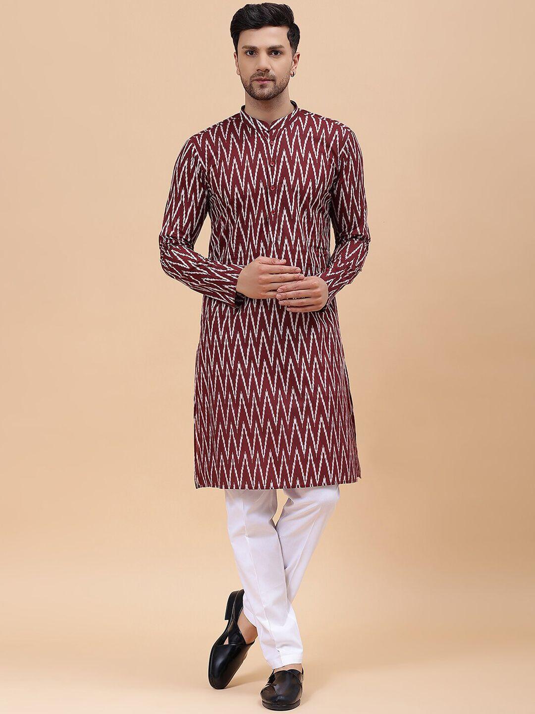 see designs ethnic motifs printed regular pure cotton kurta with pyjamas
