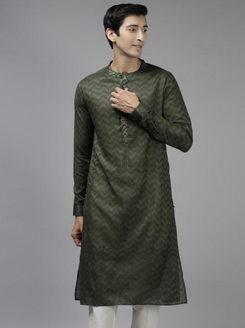 see designs green regular fit self pattern kurta